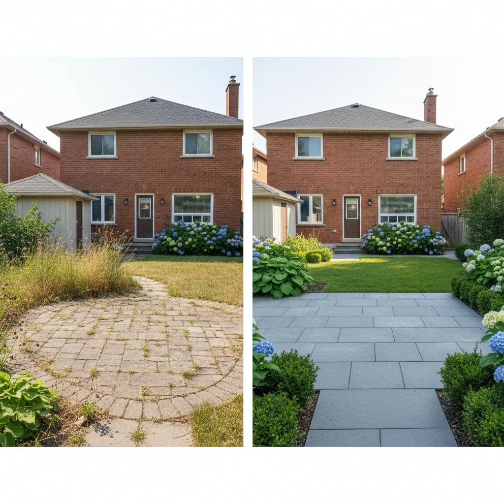 Paving contractor transformation - before and after by Signature Landscaping Oshawa in Oshawa